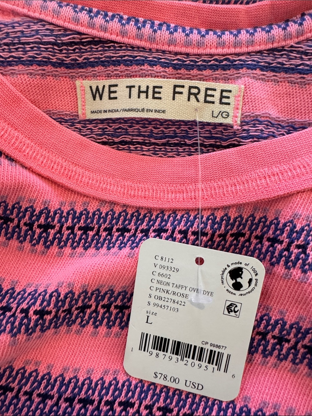 We The Free Summer Stripe Tee Neon Taffy Overdye - Picture 5 of 6